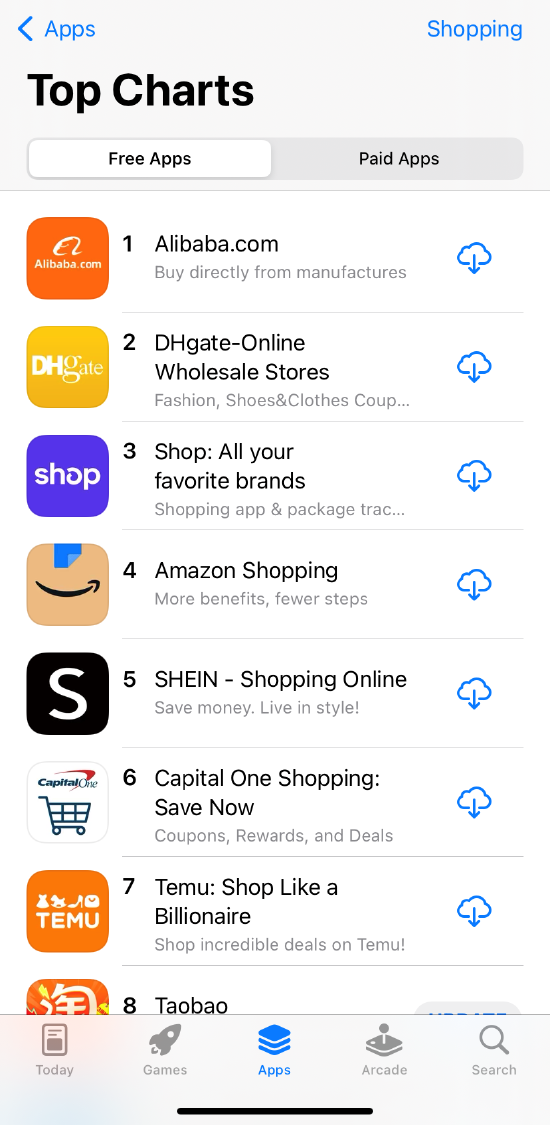 顺阳网 阿里国际站登顶美国App购物榜